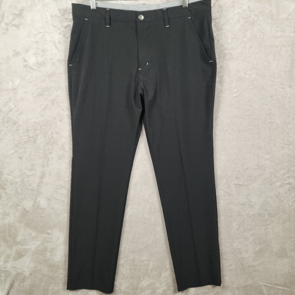 Adidas Golf Pants Mens Black Flat Front Stretch Polyester Spandex Size W36 L32